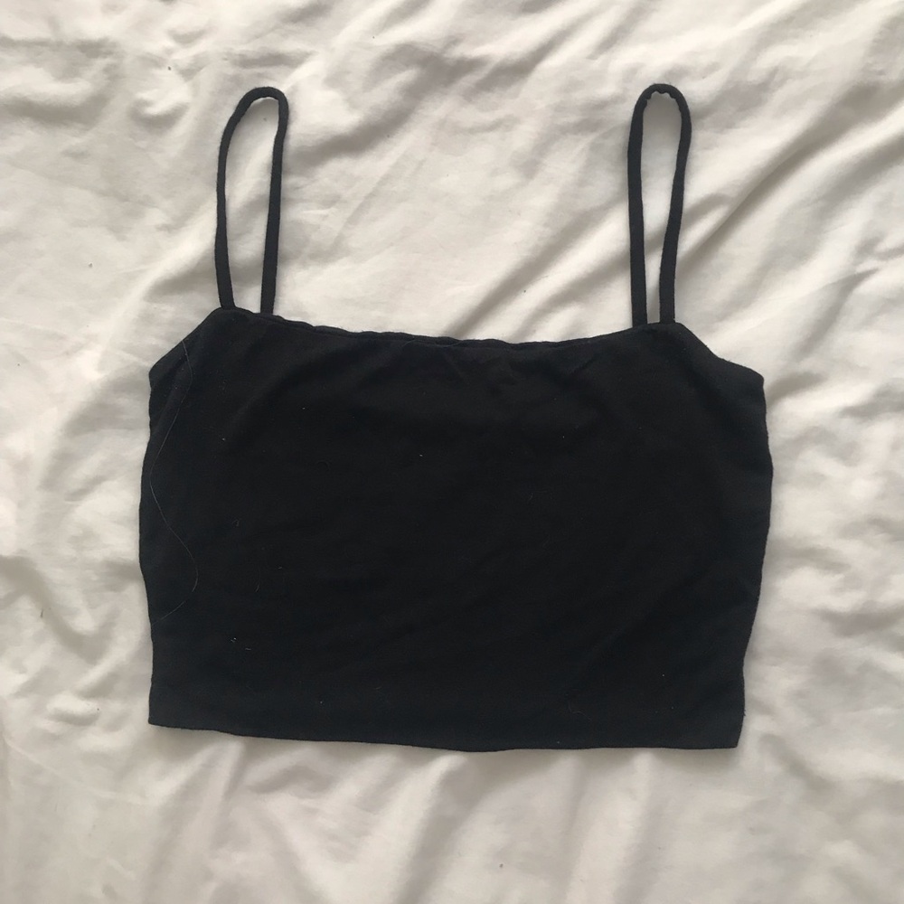 Black Spaghetti Strap Crop Top